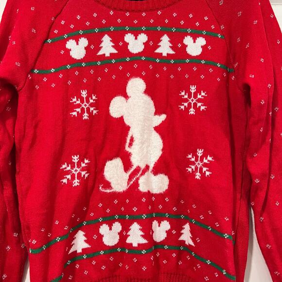 Disney‎ Women's Christmas Mickey Crewneck Sweater in Red Size Medium - Picture 4 of 7